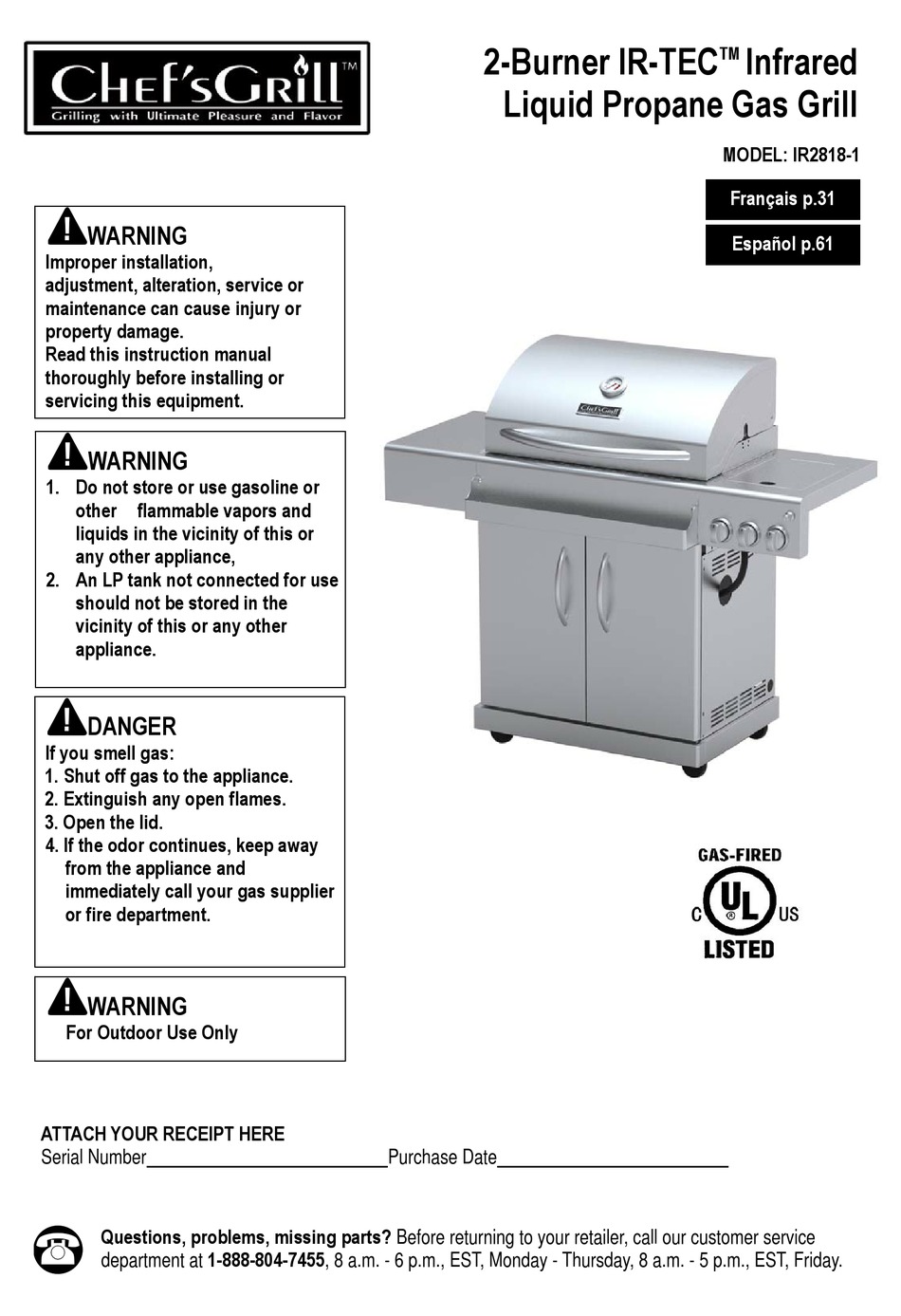 CHEF'S GRILL IR28181 MANUAL Pdf Download ManualsLib