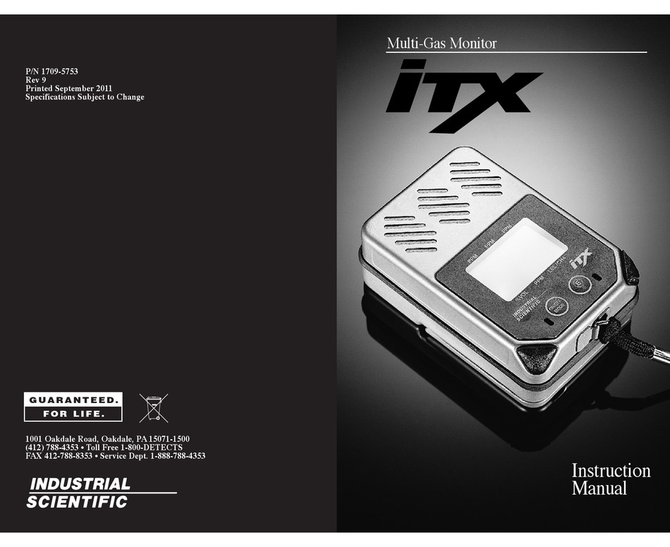 INDUSTRIAL SCIENTIFIC ITX17095753 INSTRUCTION MANUAL Pdf Download