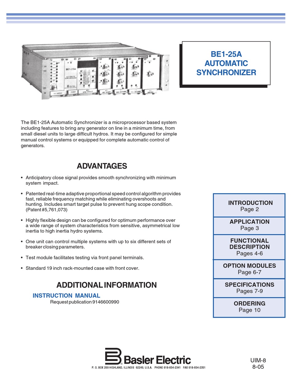 BASLER BE125A INSTRUCTION MANUAL Pdf Download ManualsLib