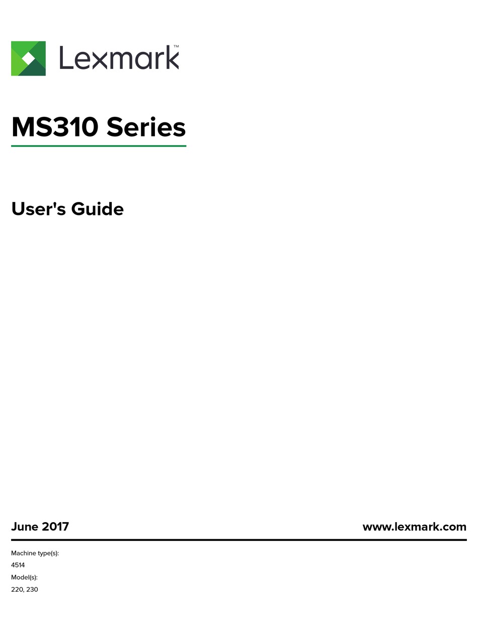 LEXMARK MS310 SERIES USER MANUAL Pdf Download ManualsLib