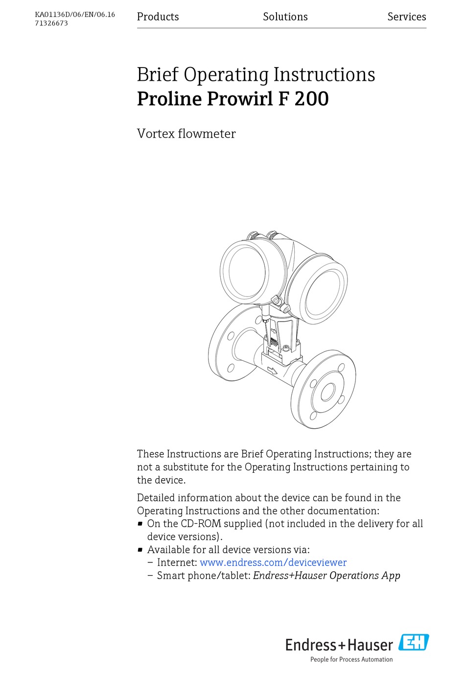 Endress Hauser Proline Prowirl F 200 Operating Instructions Manual Pdf Download Manualslib