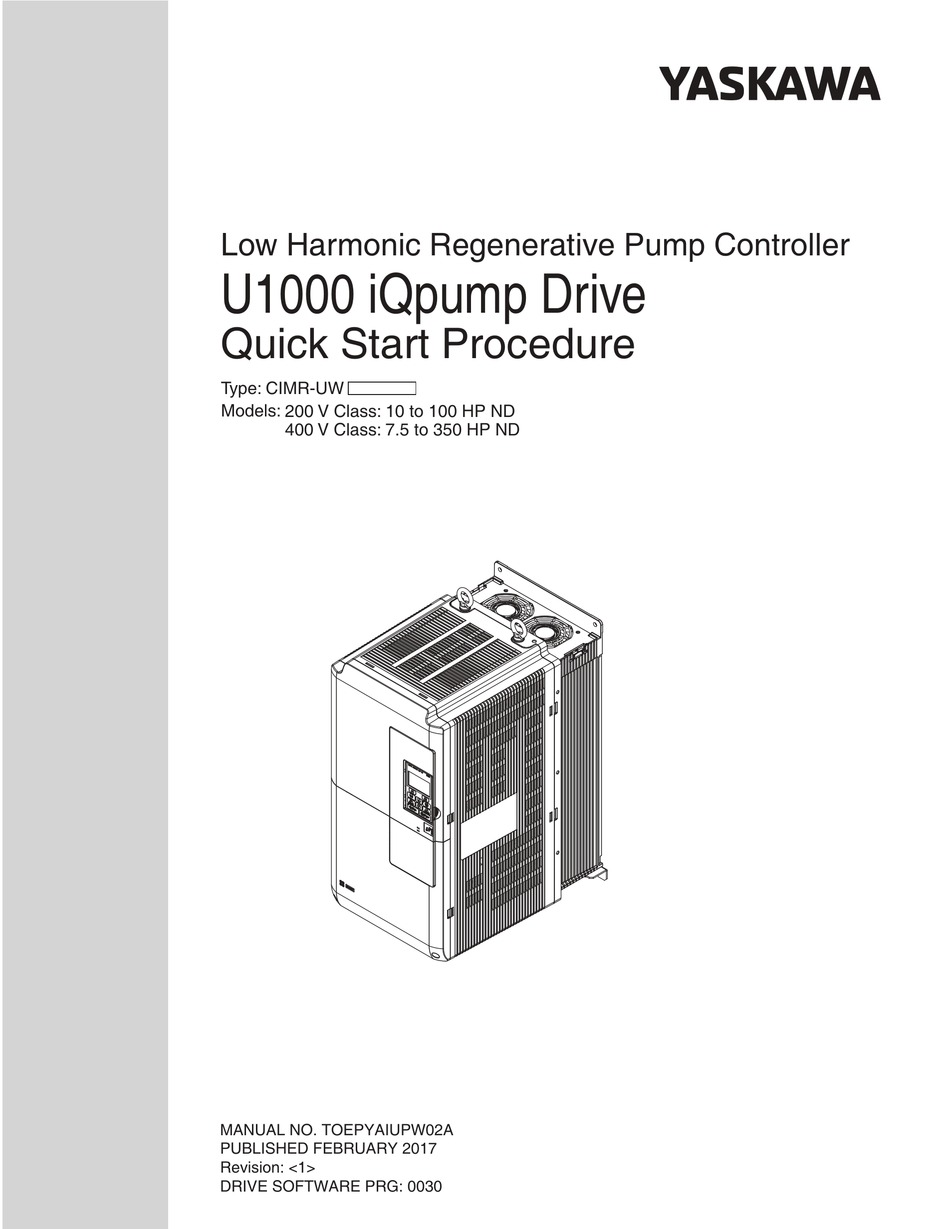 YASKAWA U1000 IQPUMP DRIVE QUICK START QUIDE Pdf Download | ManualsLib