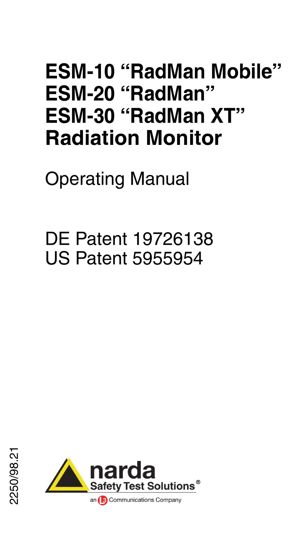 Narda Esm 10 Radman Mobile Operating Manual Pdf Download Manualslib