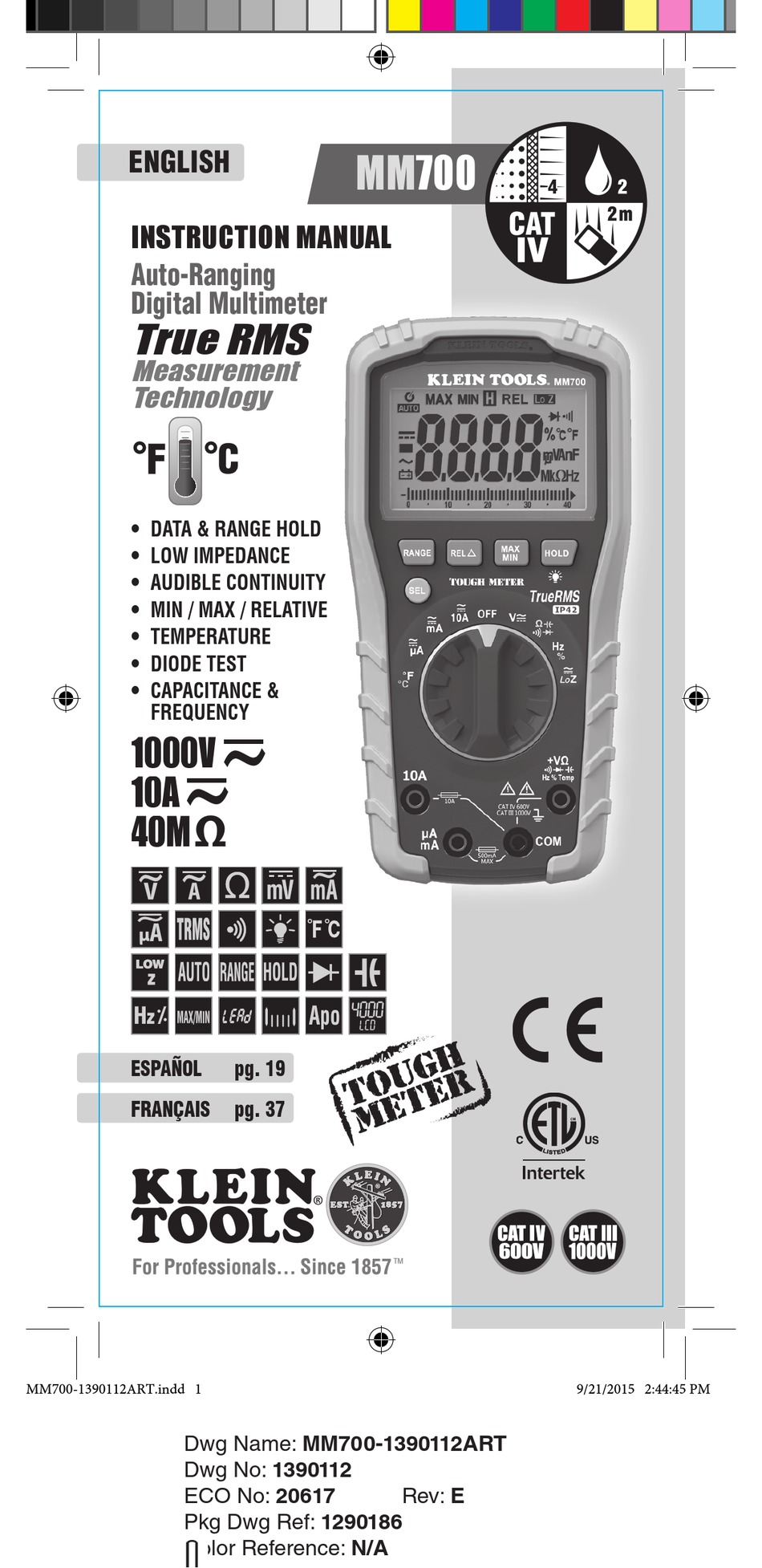 KLEIN TOOLS MM700 INSTRUCTION MANUAL Pdf Download | ManualsLib