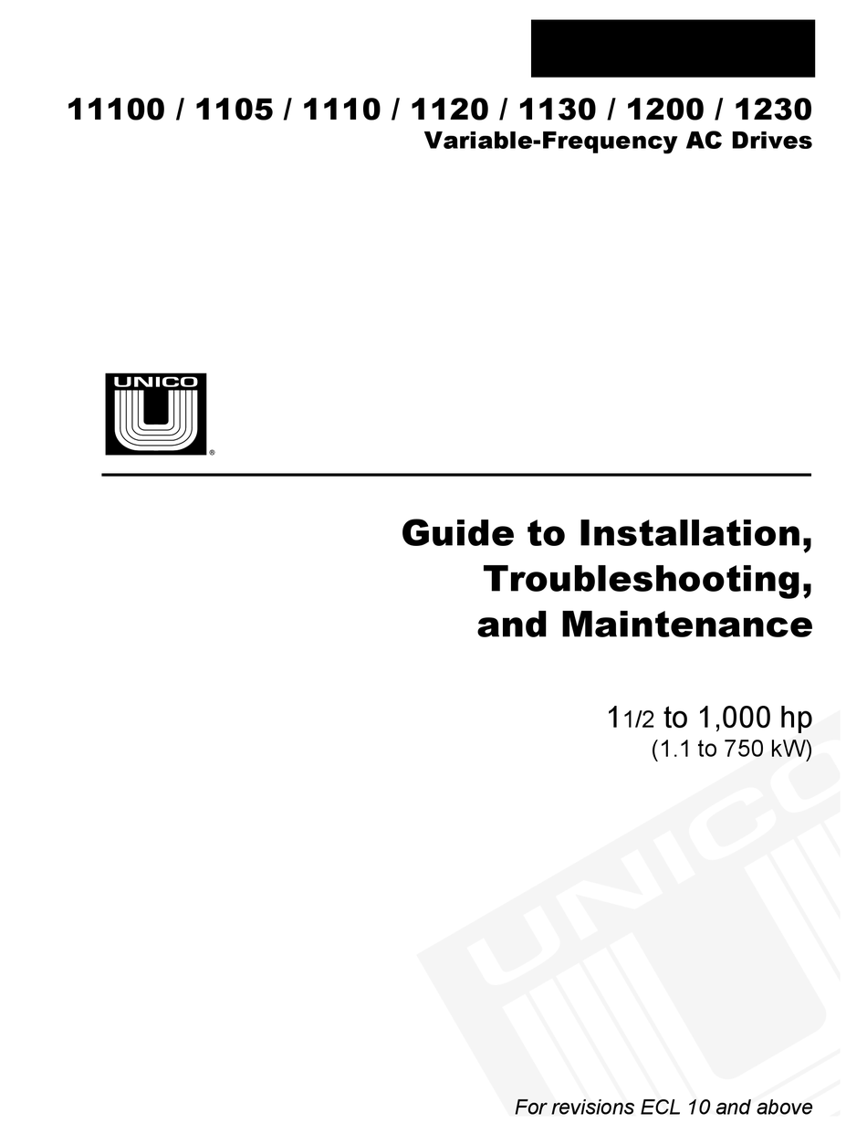 UNICO 11100 INSTALLATION AND TROUBLESHOOTING MANUAL Pdf Download |  ManualsLib