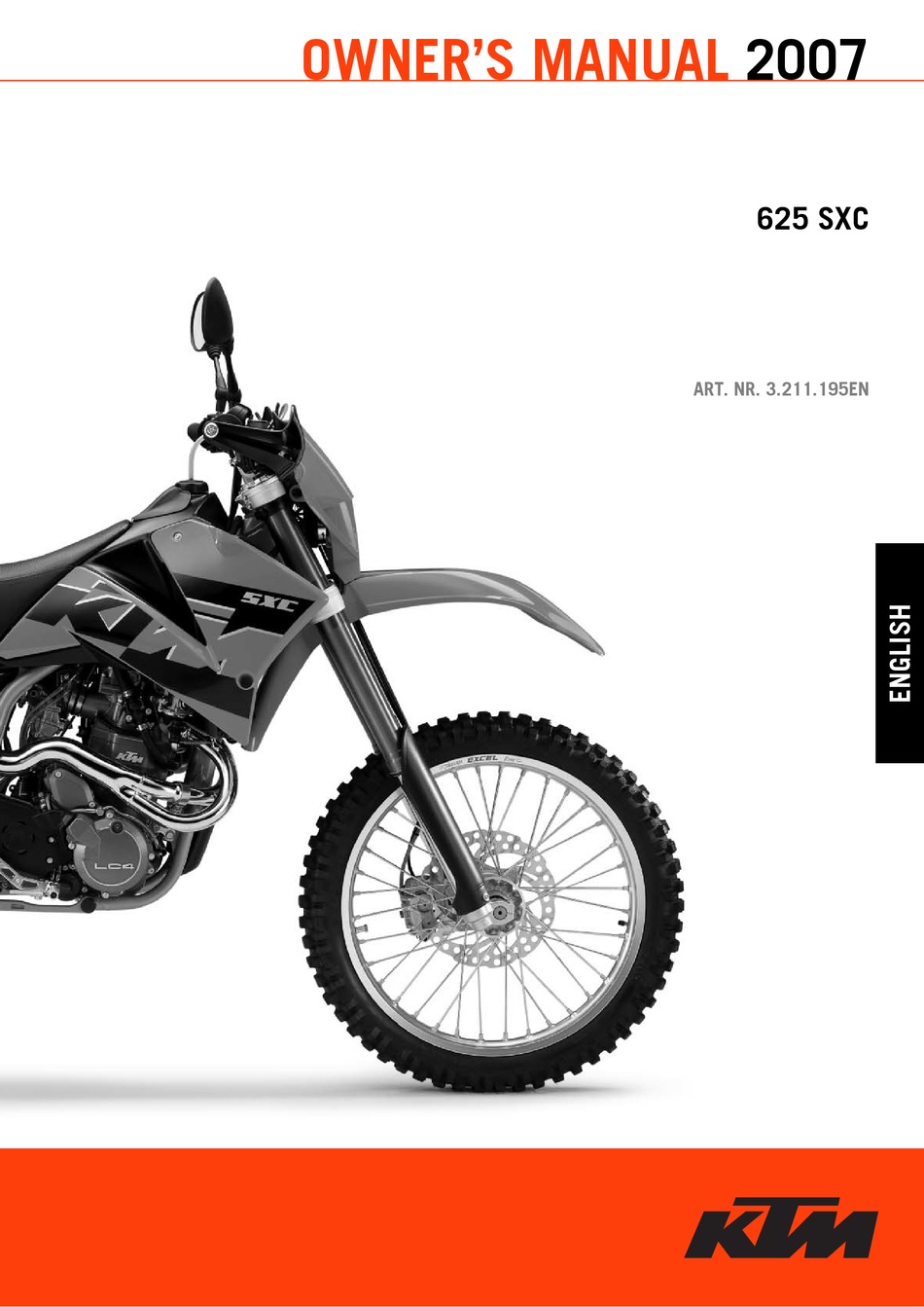 Ktm 625 Sxc Owner S Manual Pdf Download Manualslib