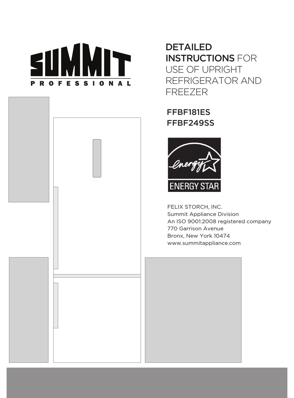 SUMMIT PROFESSIONAL FFBF181ES DETAILED INSTRUCTIONS Pdf Download