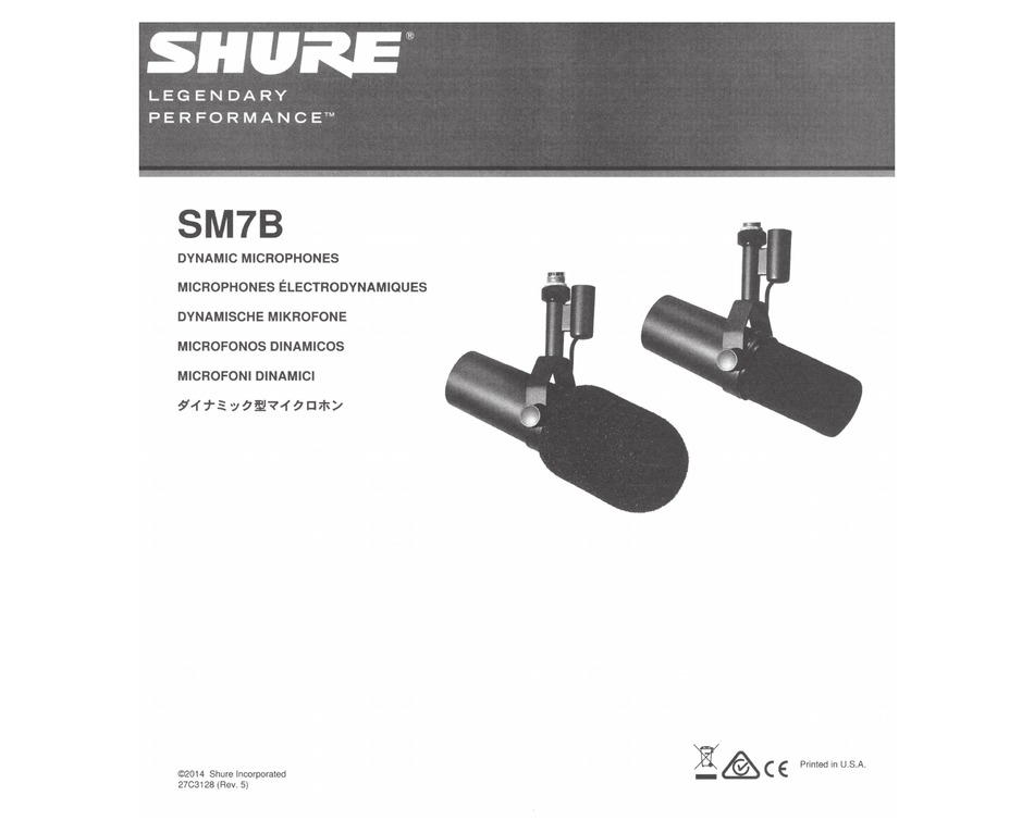 Shure Sm7b Manual Pdf Download Manualslib