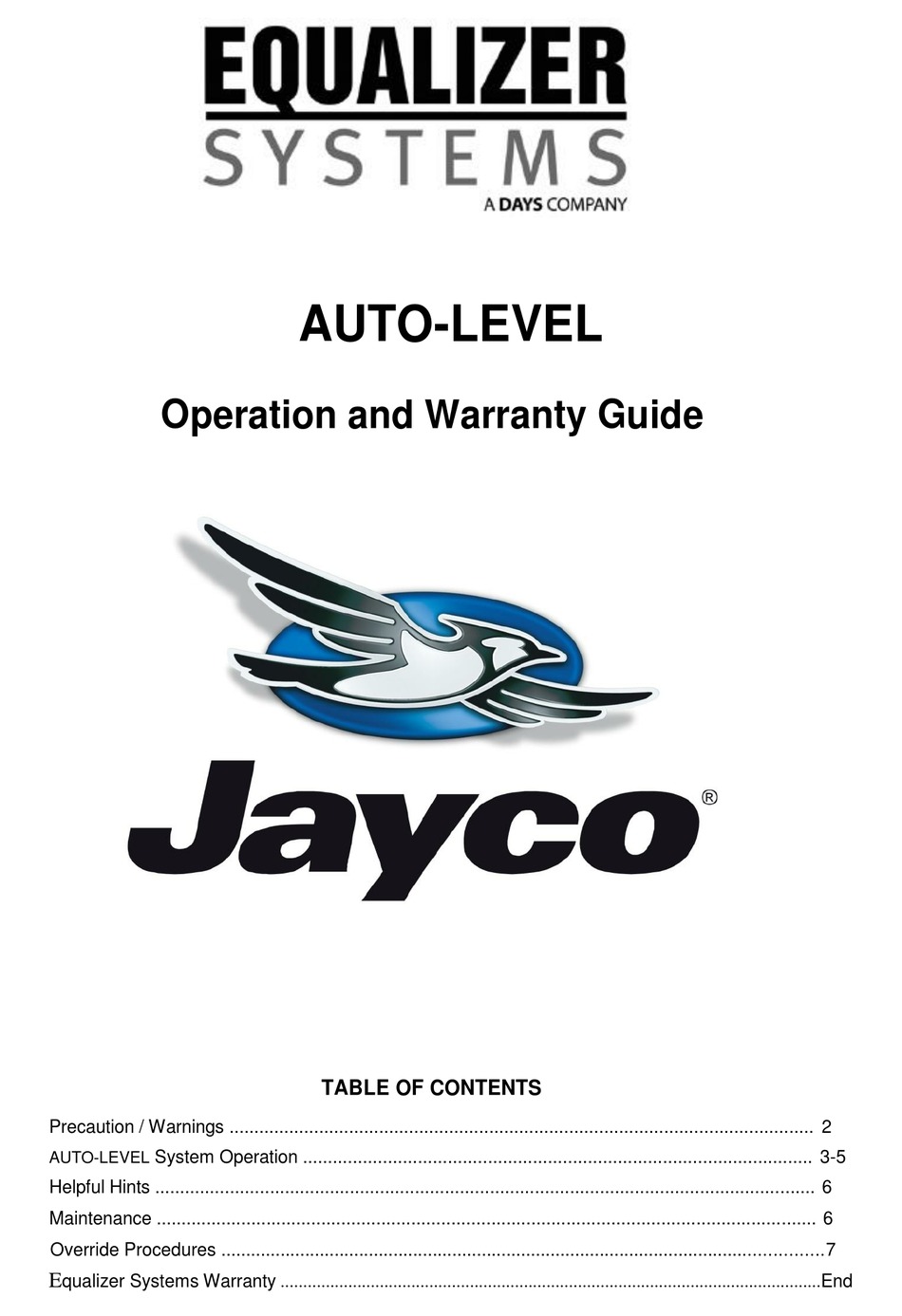 EQUALIZER SYSTEMS AUTOLEVEL OPERATION AND WARRANTY MANUAL Pdf Download ManualsLib