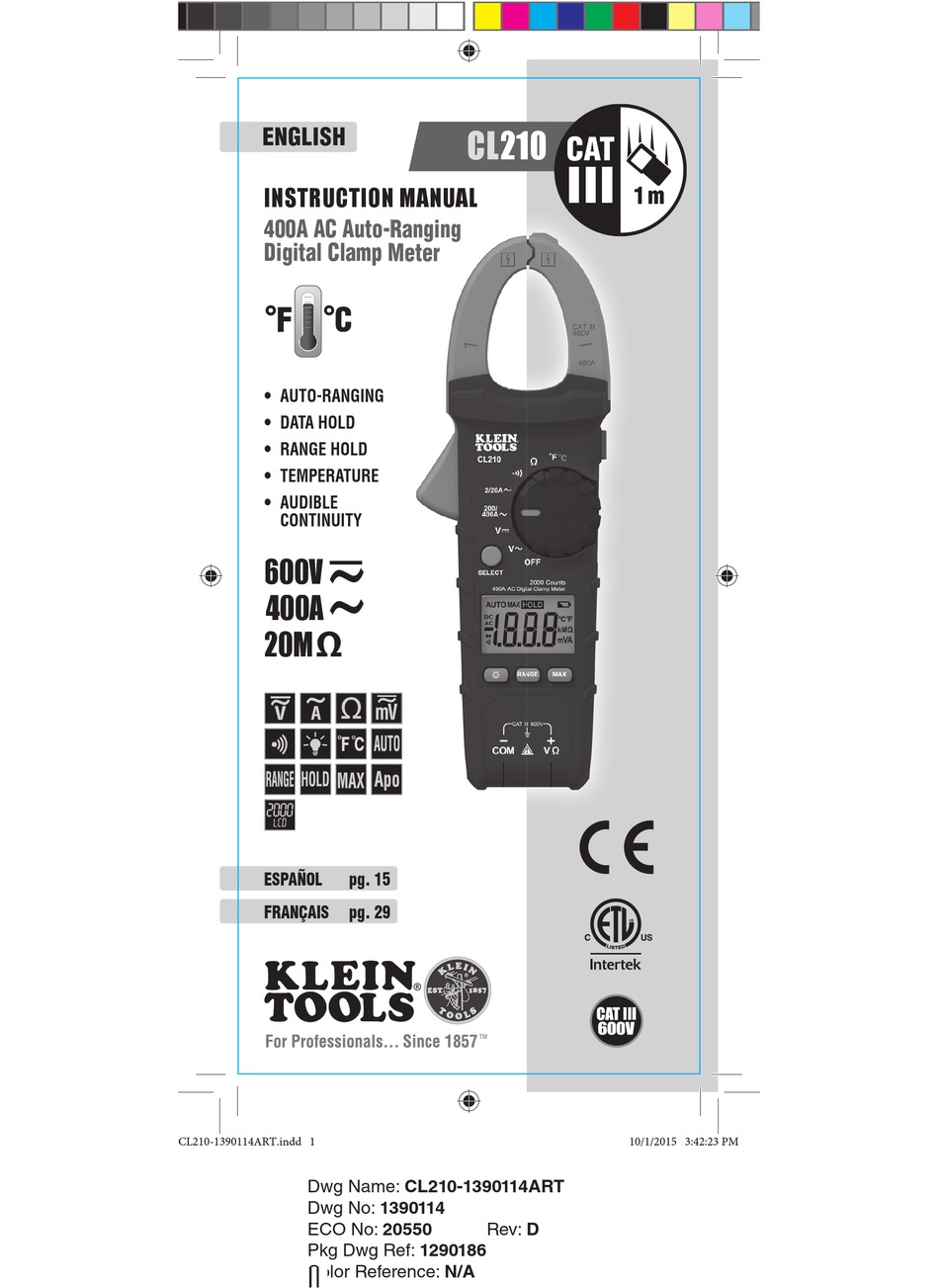 KLEIN TOOLS CL210 INSTRUCTION MANUAL Pdf Download ManualsLib