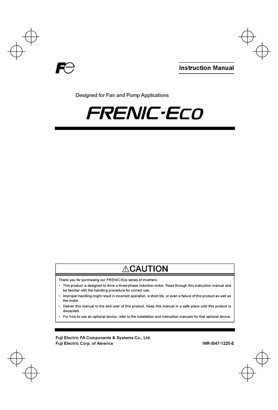 FUJI ELECTRIC FRENIC-ECO INSTRUCTION MANUAL Pdf Download | ManualsLib