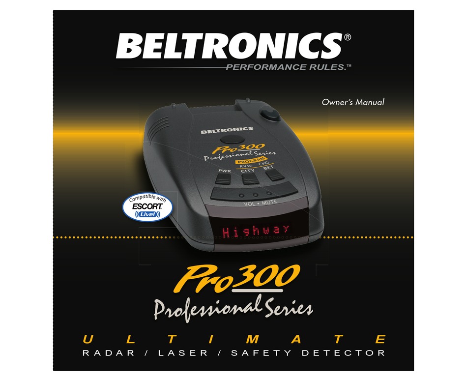 BELTRONICS PRO 300 PROFESSIONAL SERIES OWNER'S MANUAL Pdf Download