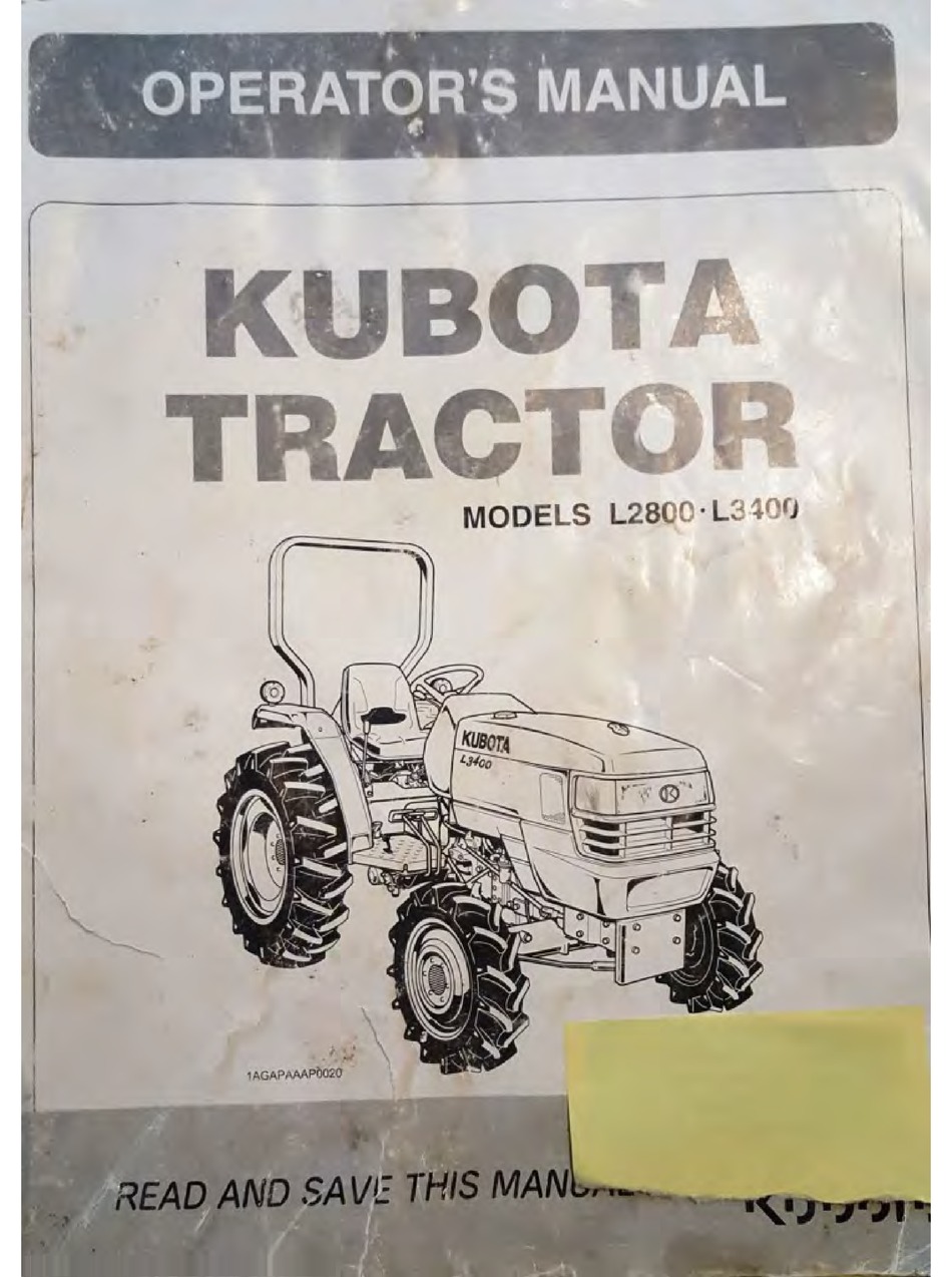 Kubota Kubota L2850 Dsl 2 & 4WD Service Manual