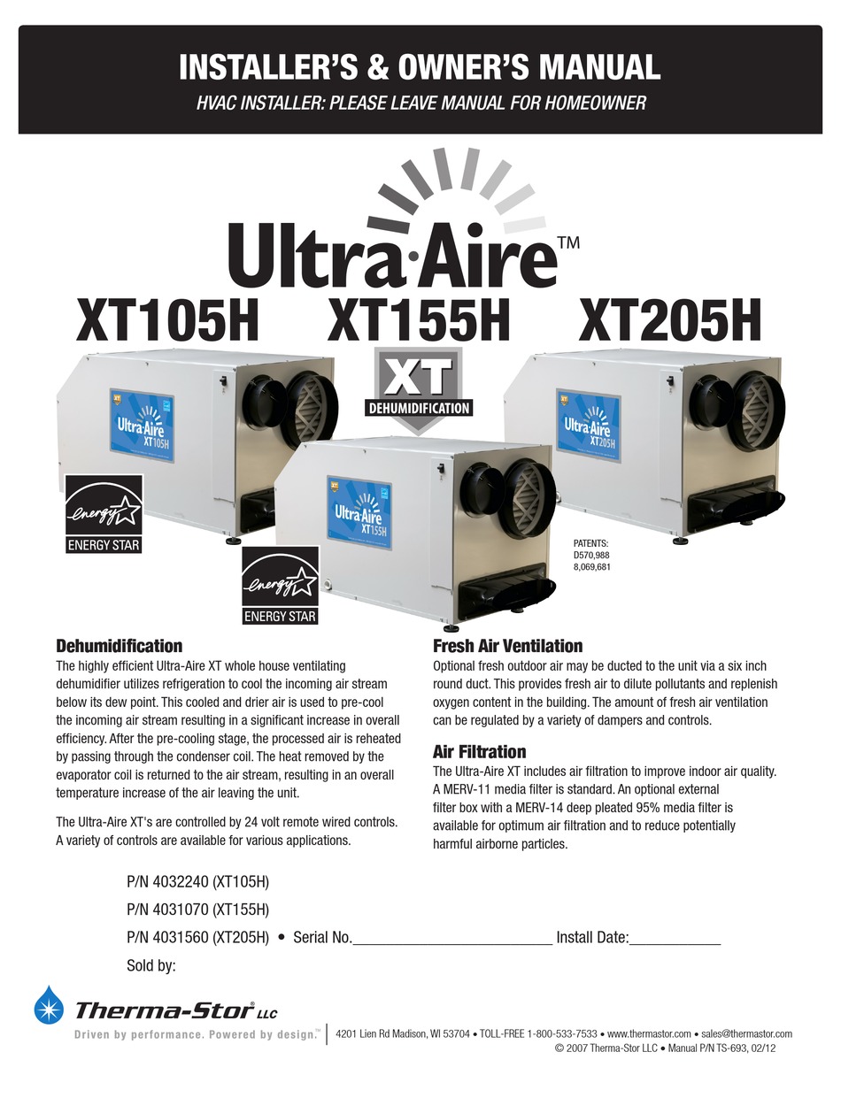 Ultra-Aire 4028539 DEH 3000 Digital Control Ultra-Aire Ventilating Dehumidifers 