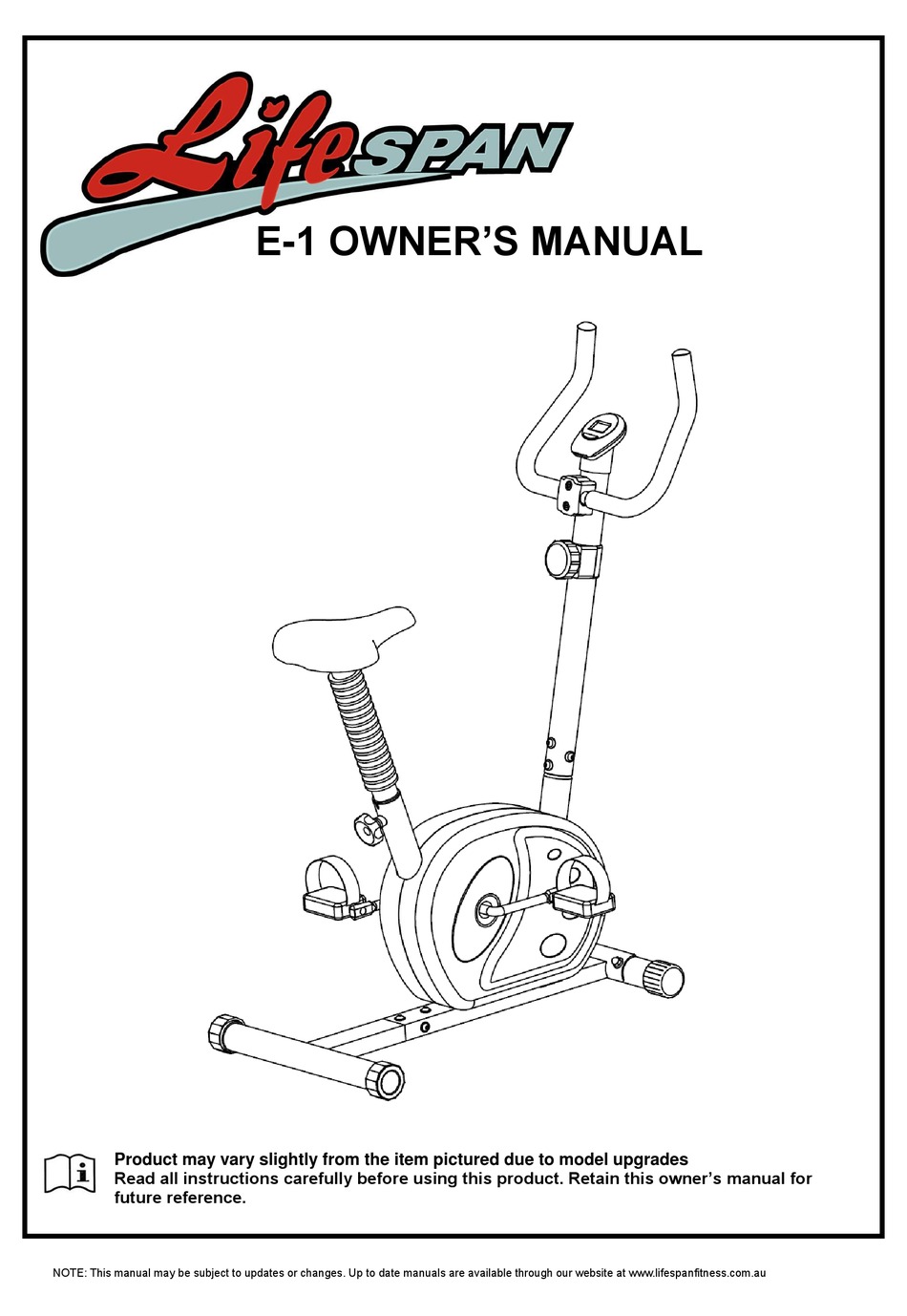 lifespan exercise bike manual