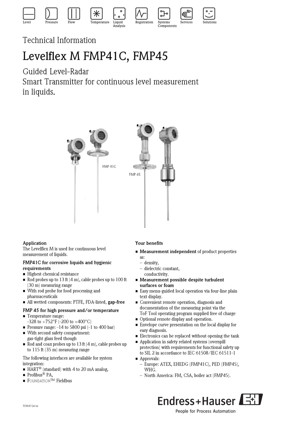 ENDRESS+HAUSER LEVELFLEX M FMP41C TECHNICAL INFORMATION Pdf Download