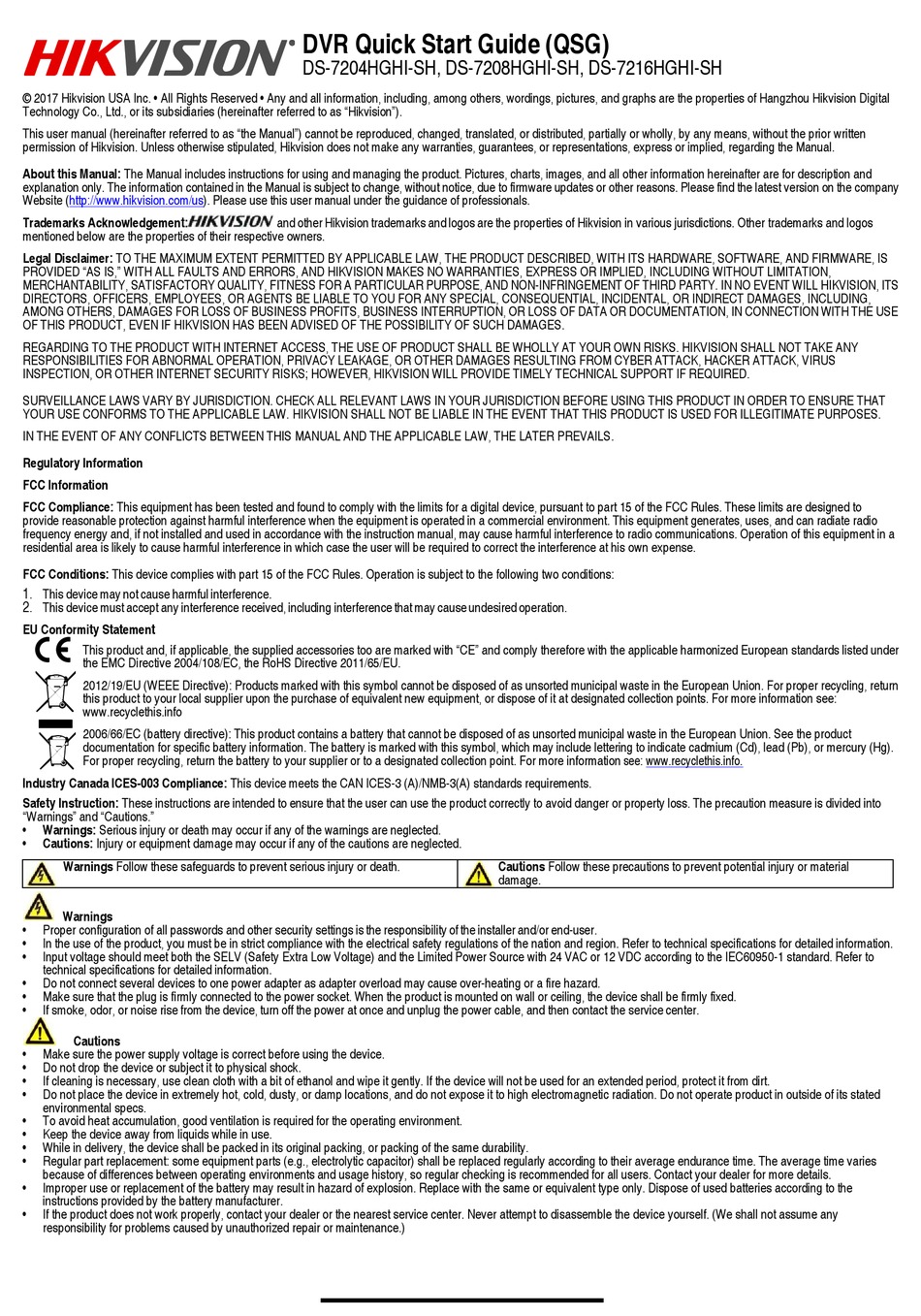 Hikvision Ds 74hghi Sh Quick Start Manual Pdf Download Manualslib