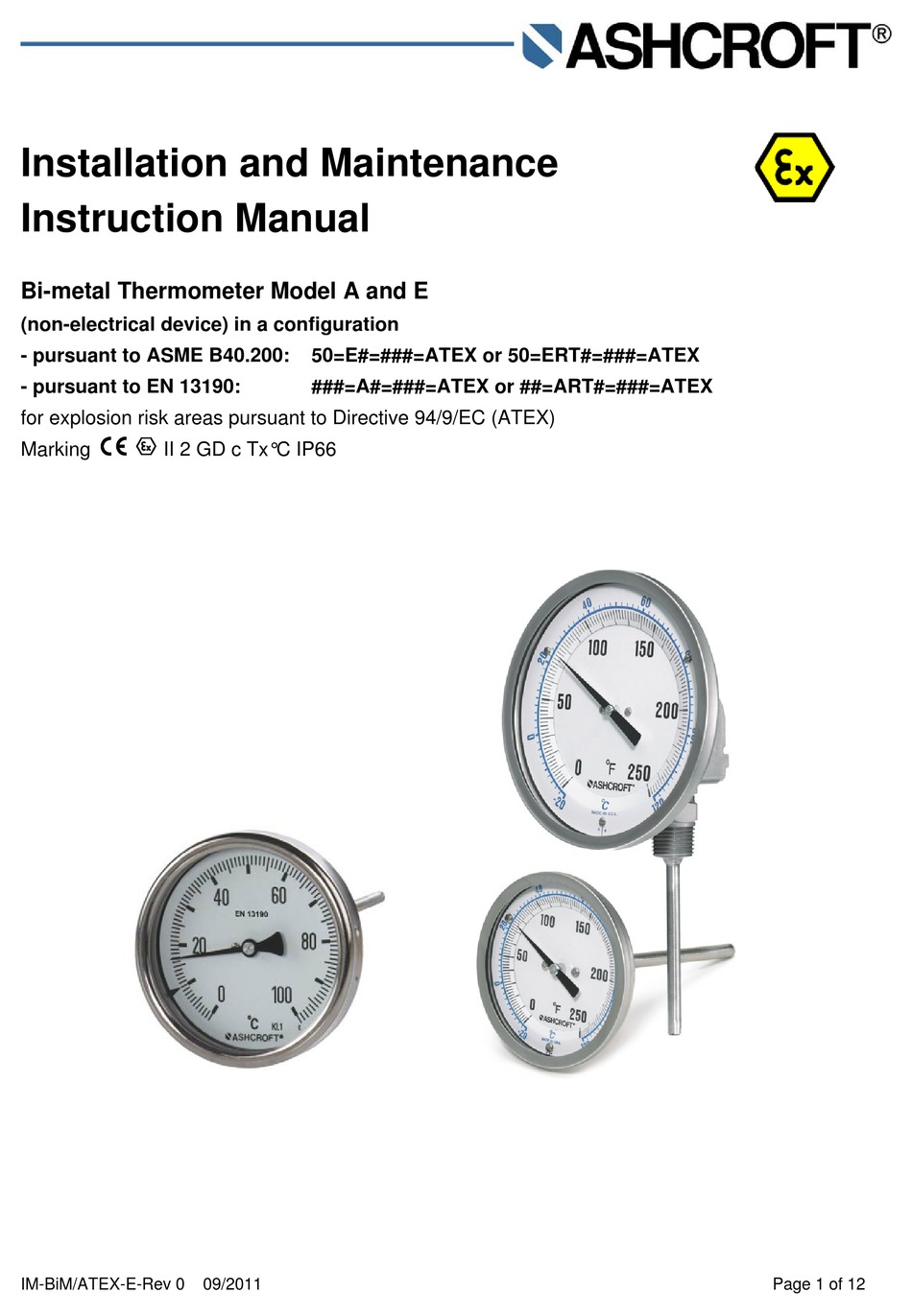 ASHCROFT A INSTALLATION AND MAINTENANCE INSTRUCTION MANUAL Pdf Download