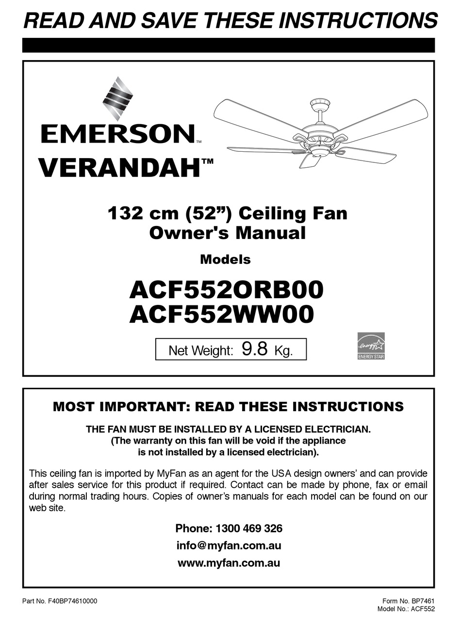 Emerson Acf552orb00 Owner S Manual Pdf