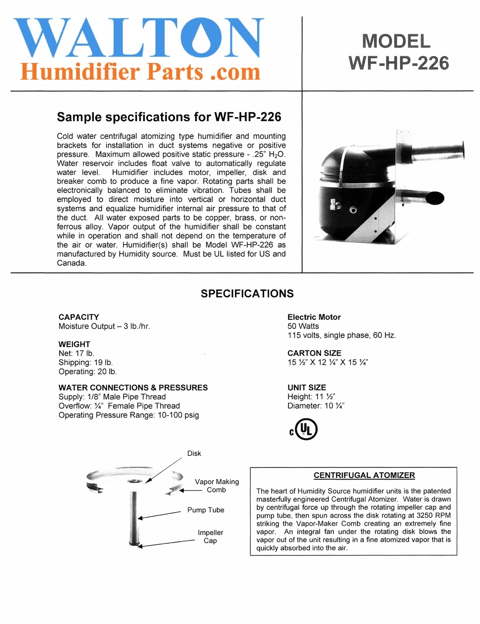 WALTON WF-HP-226 OWNER'S MANUAL Pdf Download | ManualsLib