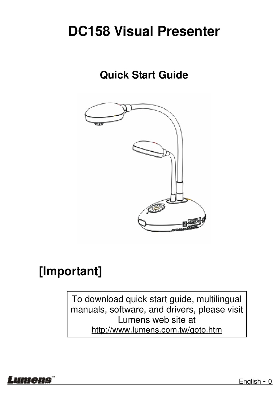 LUMENS DC158 QUICK START MANUAL Pdf Download | ManualsLib
