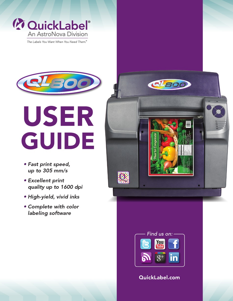 QUICKLABEL SYSTEMS QL800 USER MANUAL 