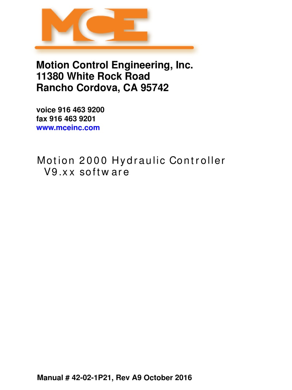 MOTION CONTROL ENGINEERING 2000 MANUAL Pdf Download ManualsLib