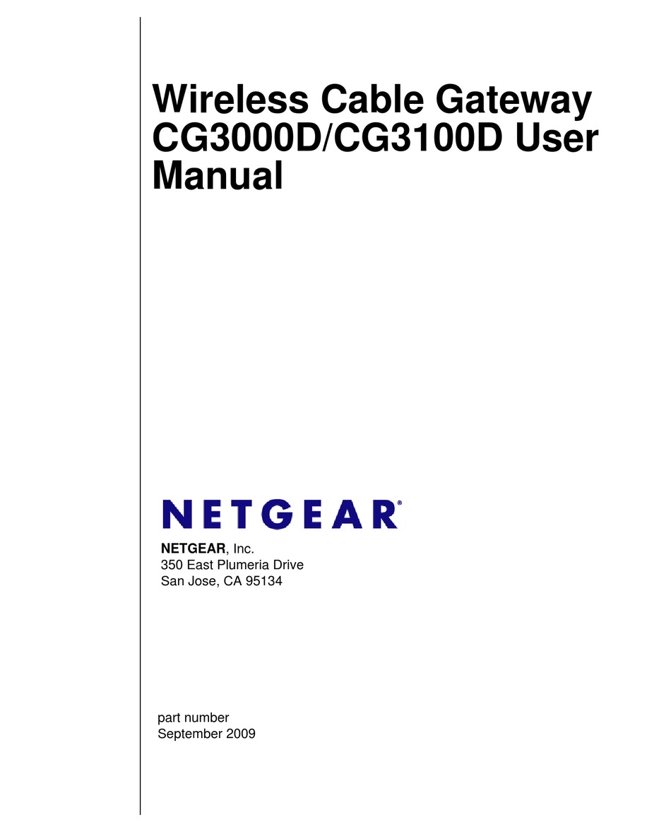 NETGEAR CG3000D USER MANUAL Pdf Download | ManualsLib