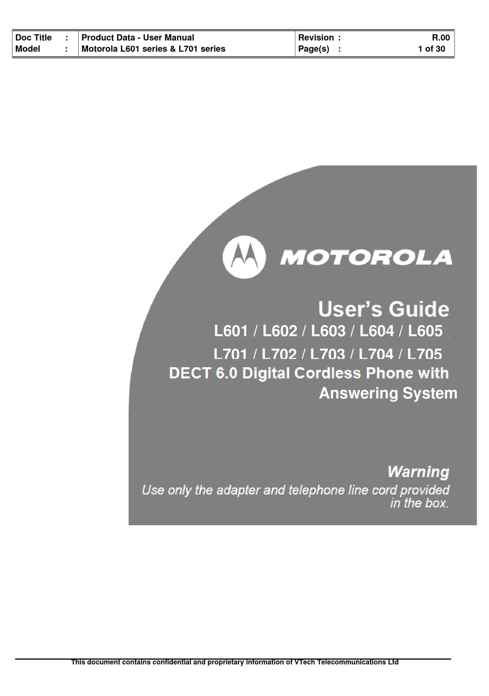 Motorola L704m User Manual