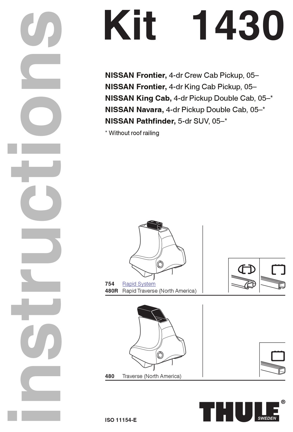 THULE 1430 KIT INSTRUCTIONS MANUAL Pdf Download ManualsLib