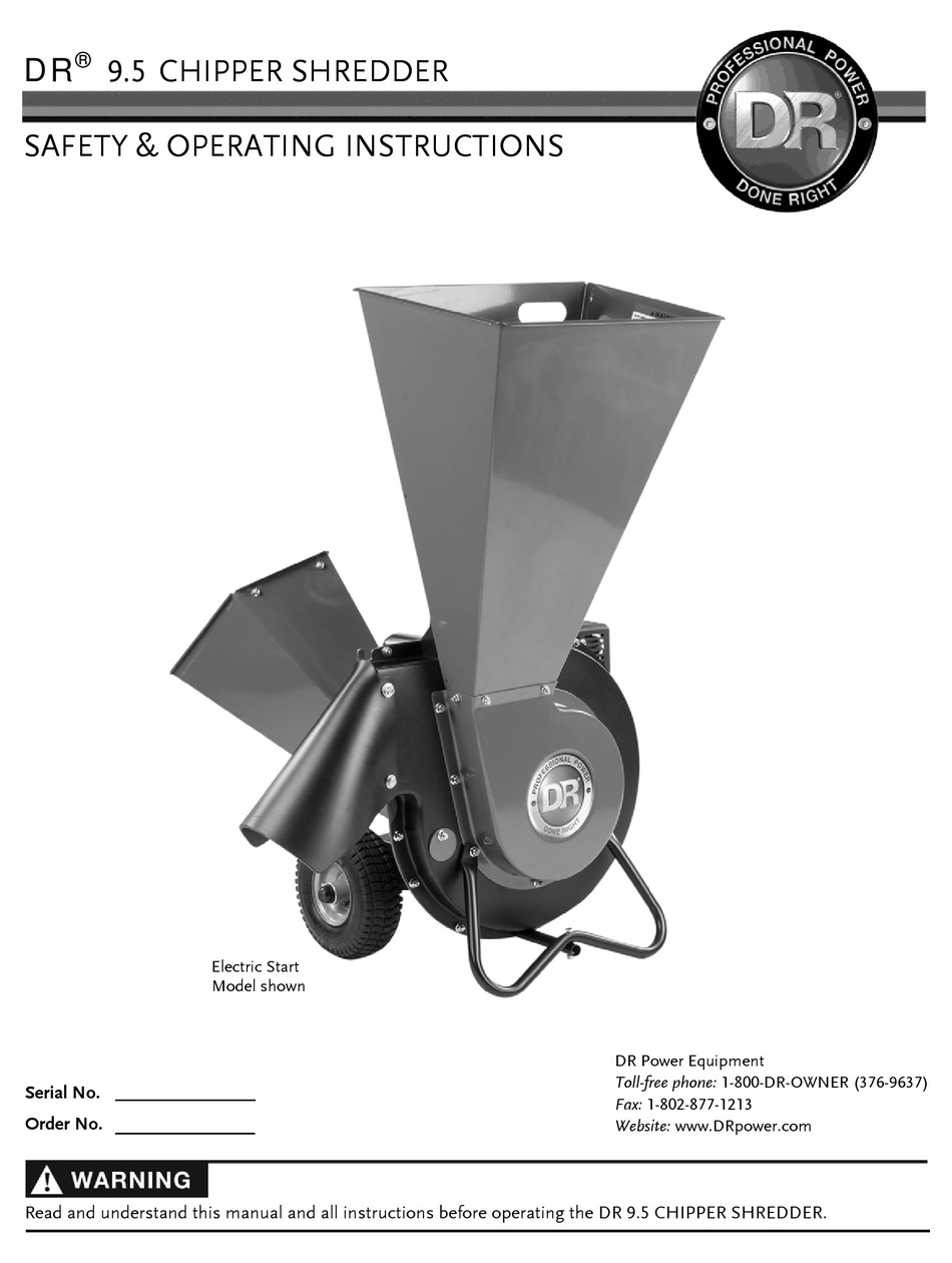 DR POWER EQUIPMENT DR 9.5 SAFETY & OPERATING INSTRUCTIONS MANUAL Pdf Download ManualsLib