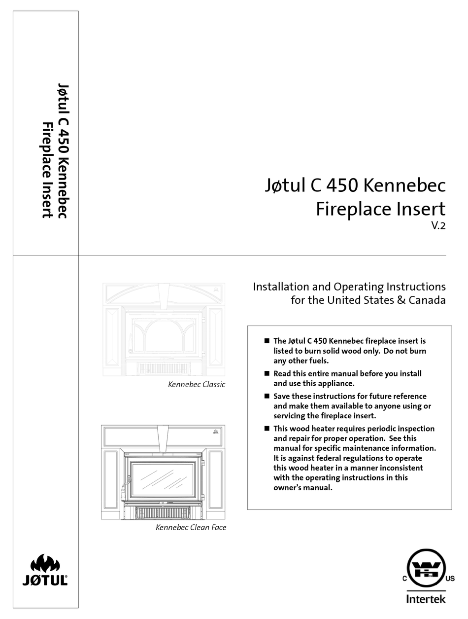 JØTUL C 450 KENNEBEC INSTALLATION AND OPERATING INSTRUCTIONS MANUAL Pdf  Download | ManualsLib