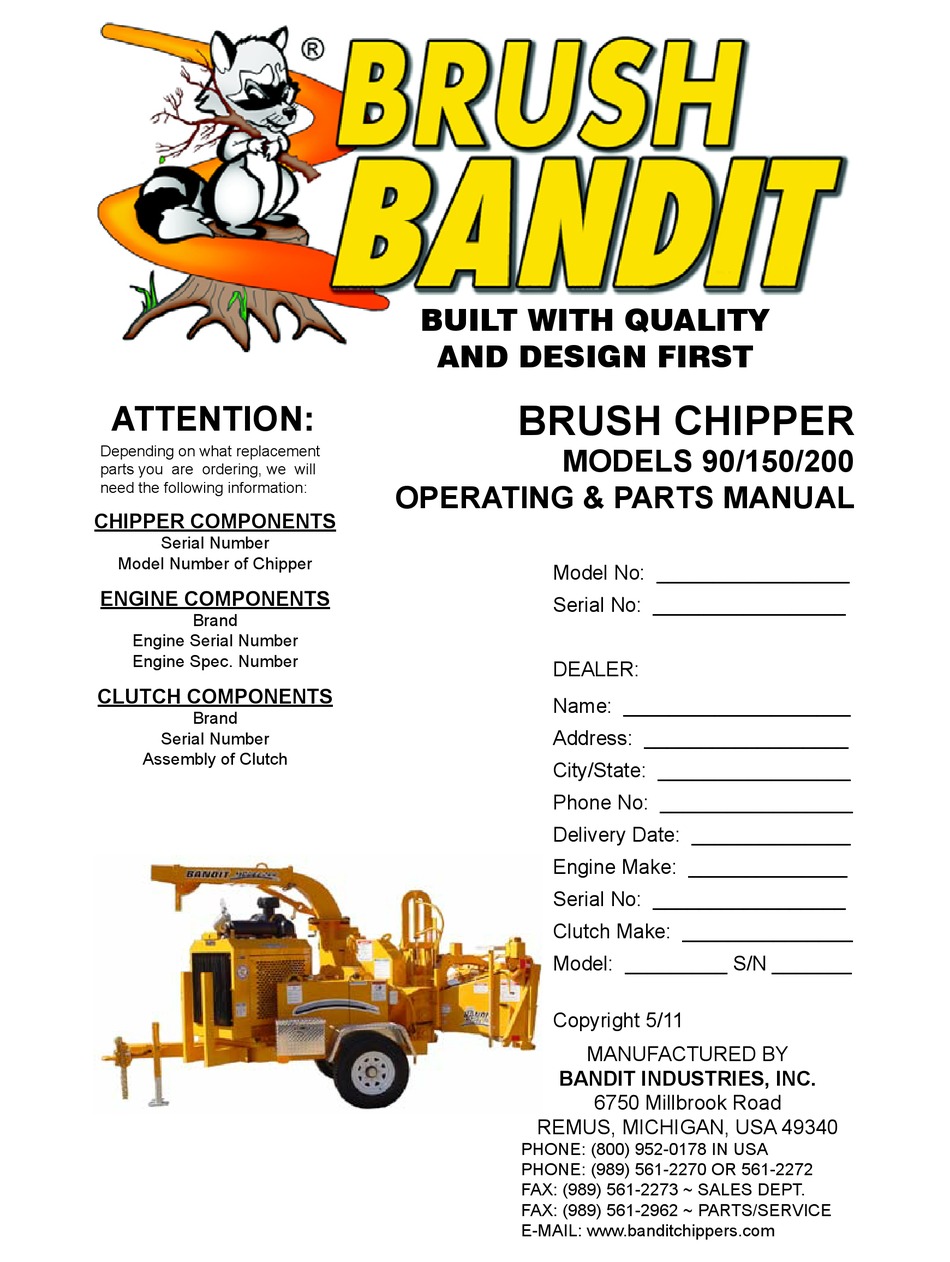 brush bandit model 100 manual