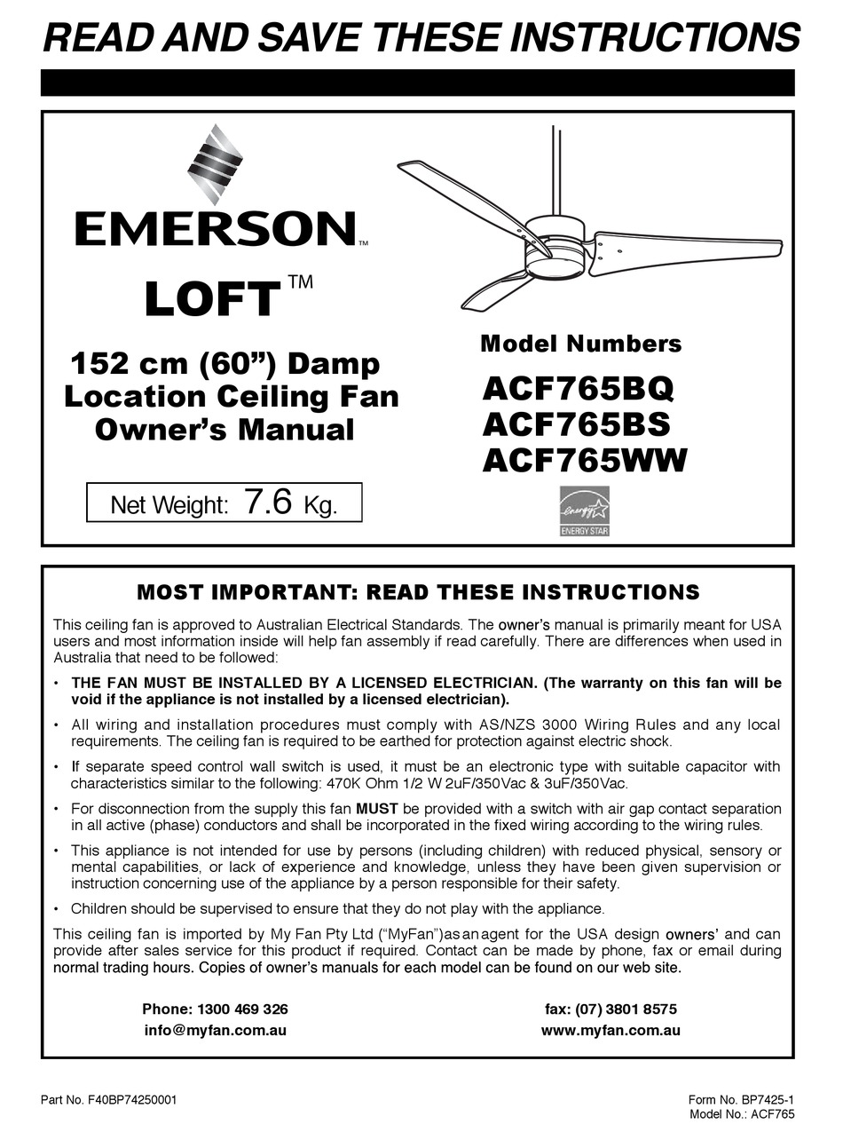 Emerson Acf765bs Owner S Manual Pdf