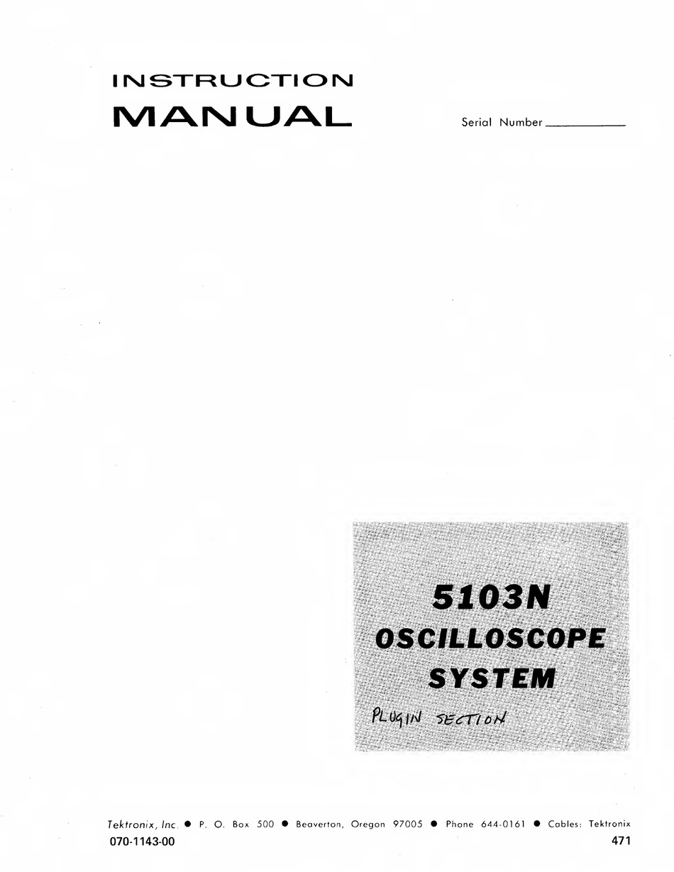 Original Tektronix Instruction Manual for the 5103N Oscilloscope 