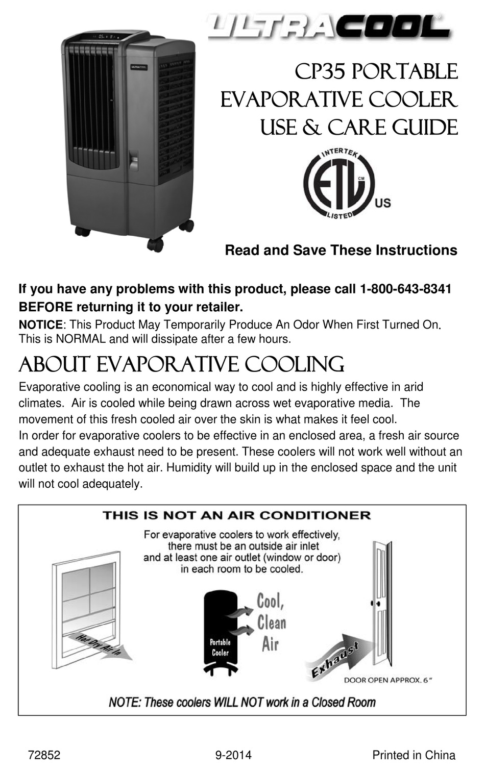 Ultracool portable evaporative 2024 cooler cp70 manual