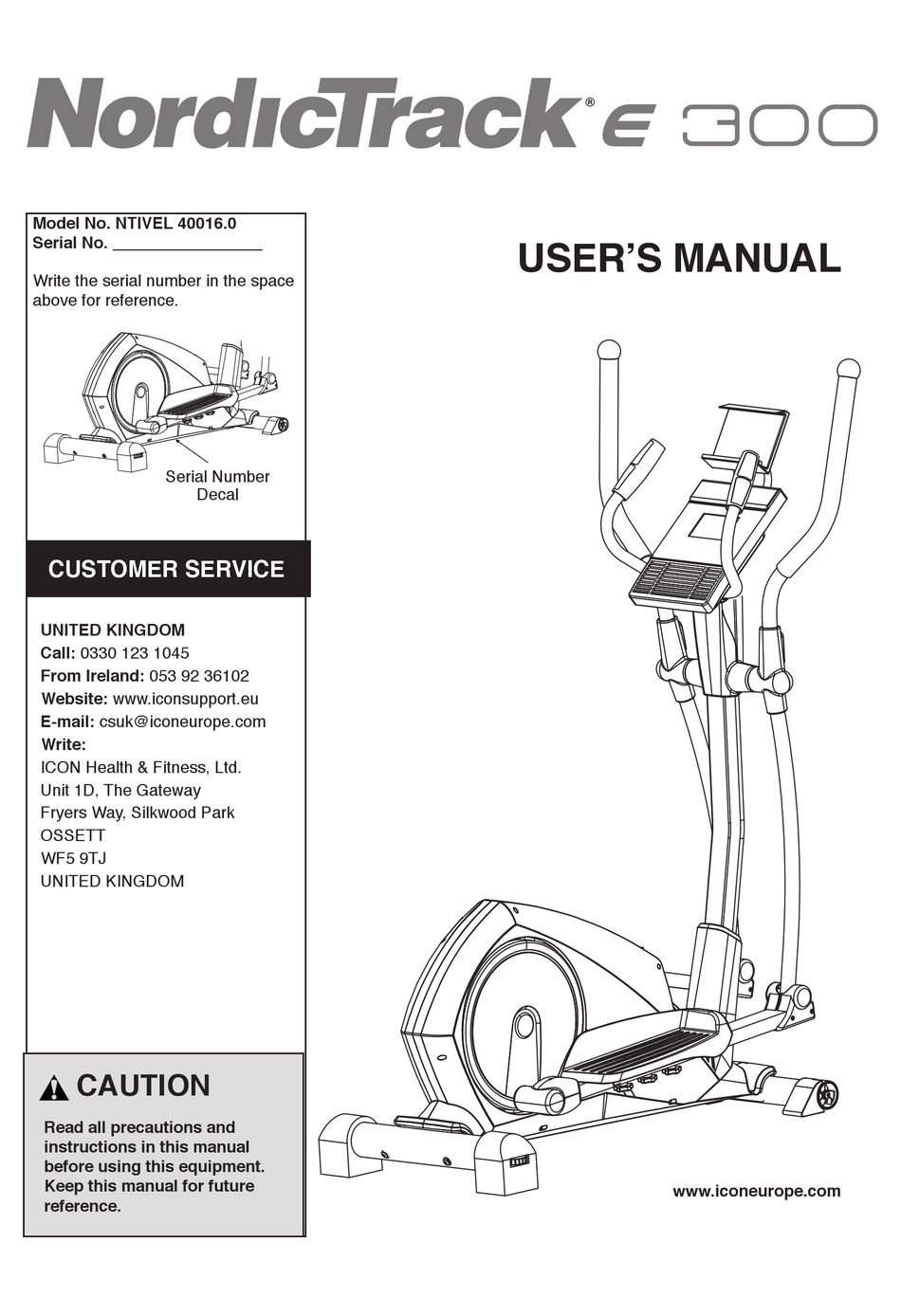 Nordictrack commercial best sale 14.9 manual