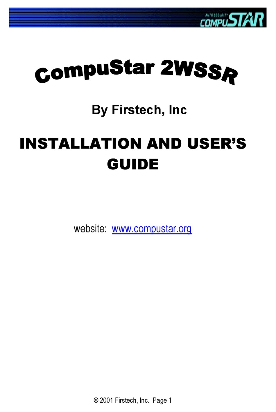 COMPUSTAR 2WSSR INSTALLATION AND USER MANUAL Pdf Download ManualsLib