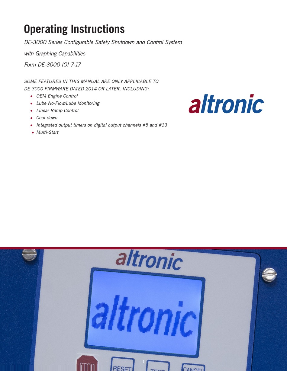 ALTRONIC DE3000 OPERATING INSTRUCTIONS MANUAL Pdf Download ManualsLib