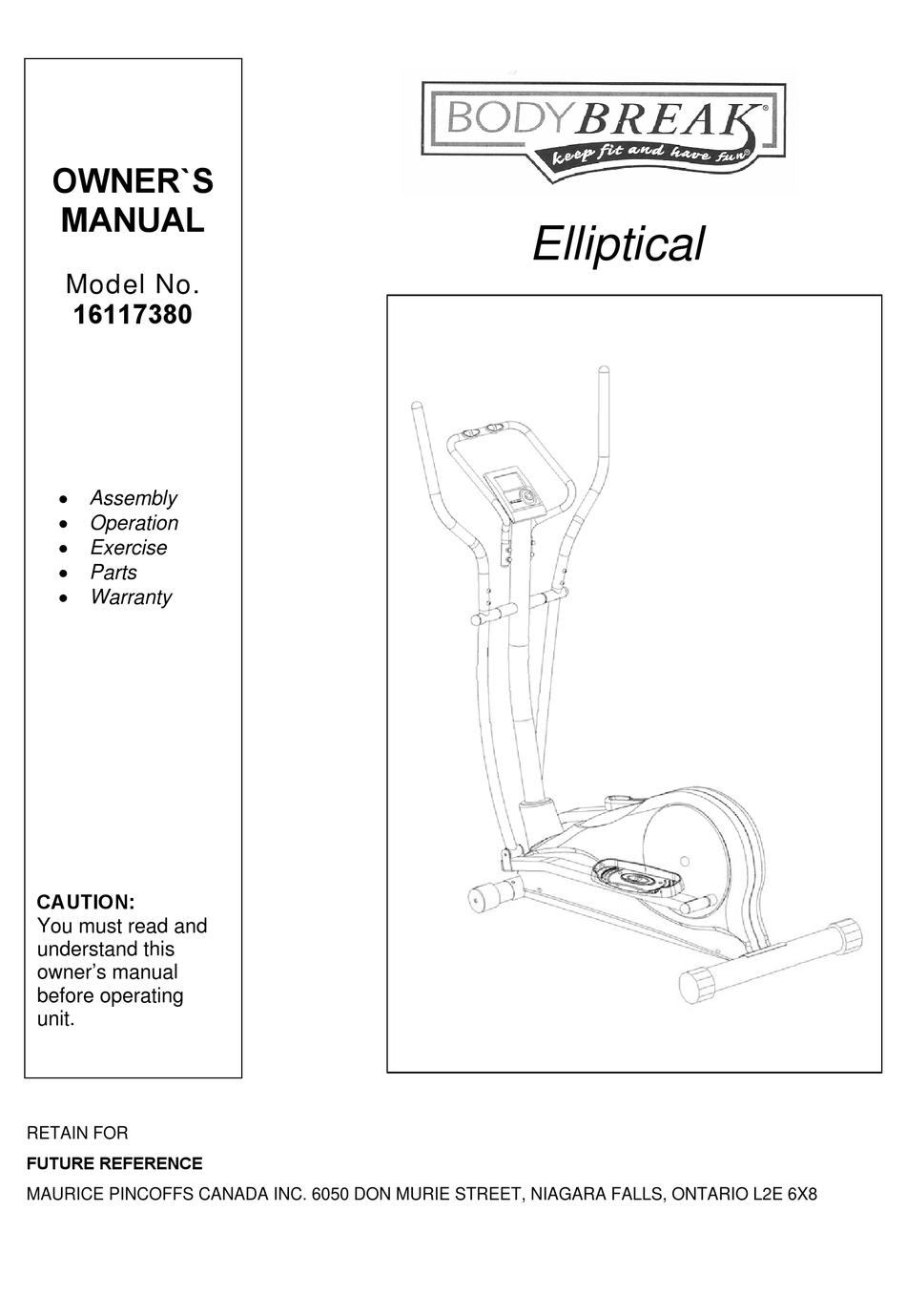 Body break 2024 elliptical power cord