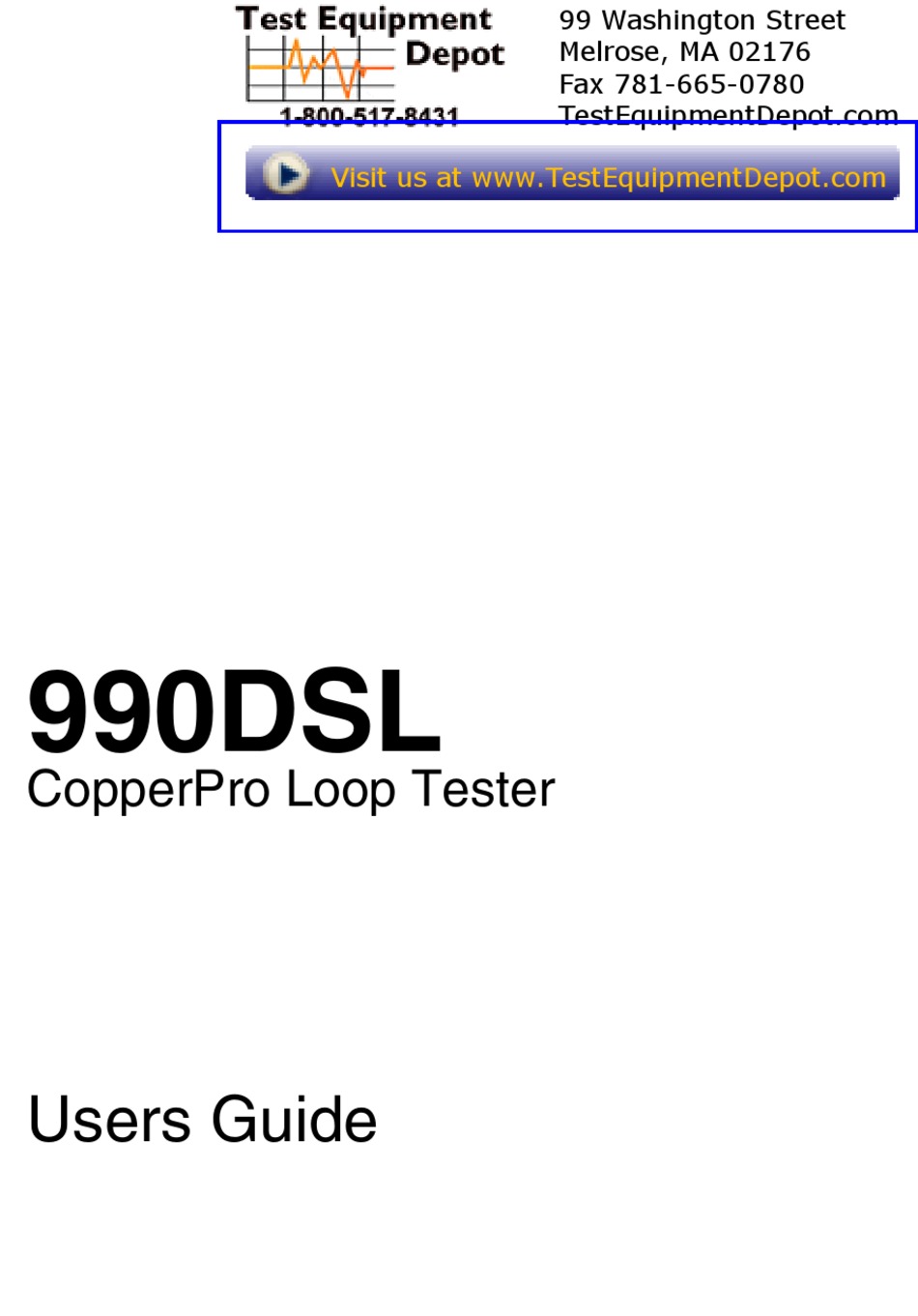 TEST EQUIPMENT DEPOT 990DSL USER MANUAL Pdf Download ManualsLib
