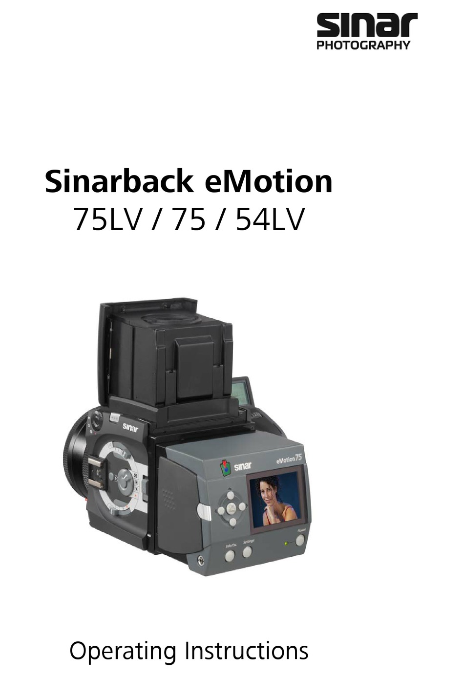 SINAR SINARBACK EMOTION 75LV OPERATING INSTRUCTIONS MANUAL Pdf Download |  ManualsLib