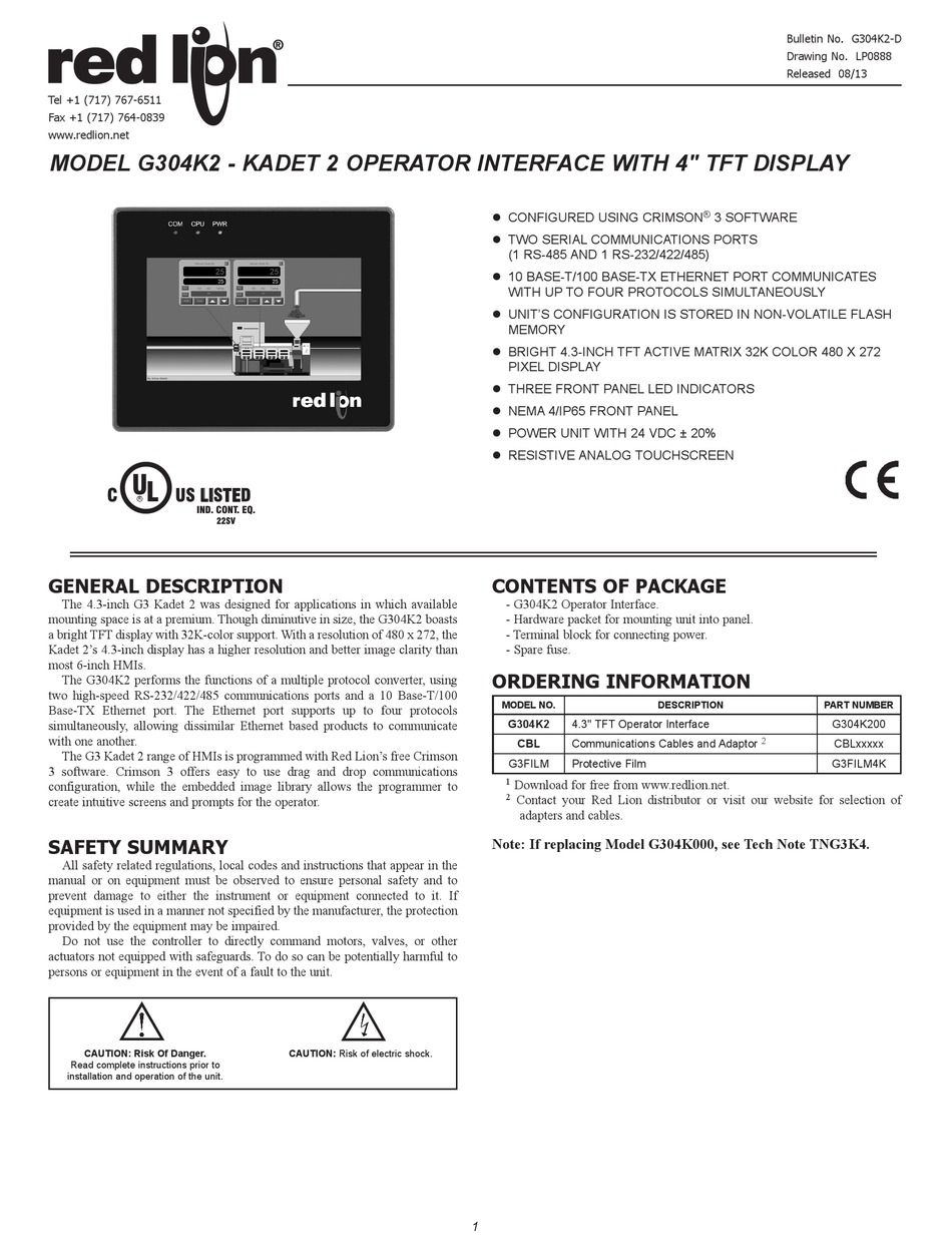 RED LION G304K2 MANUAL Pdf Download | ManualsLib