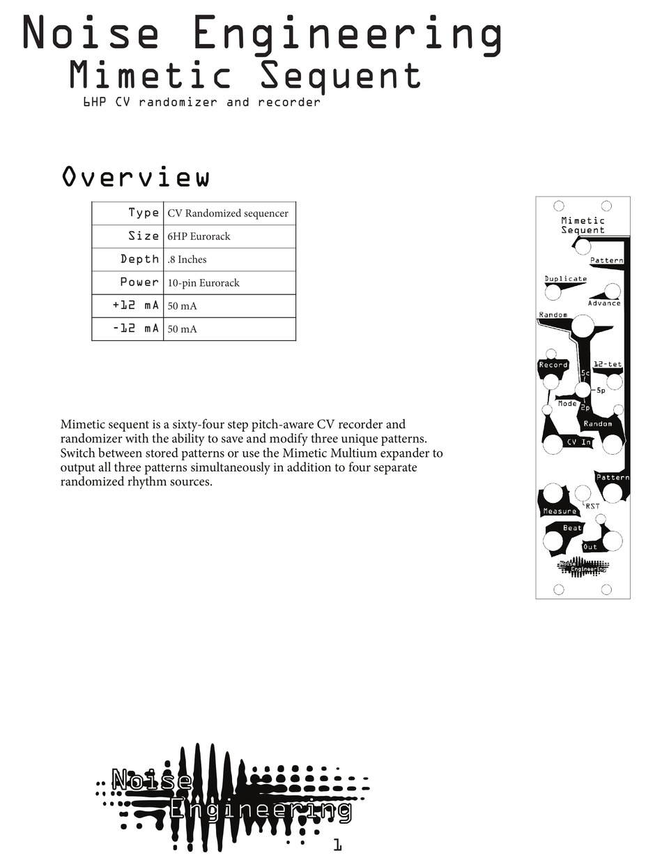 NOISE ENGINEERING MIMETIC SEQUENT MANUAL Pdf Download