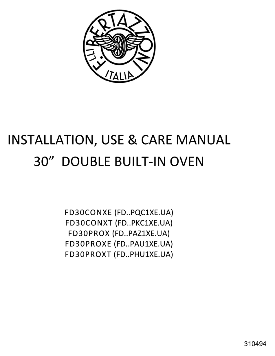 BERTAZZONI FD30CONXT INSTALLATION, USE & CARE MANUAL Pdf Download