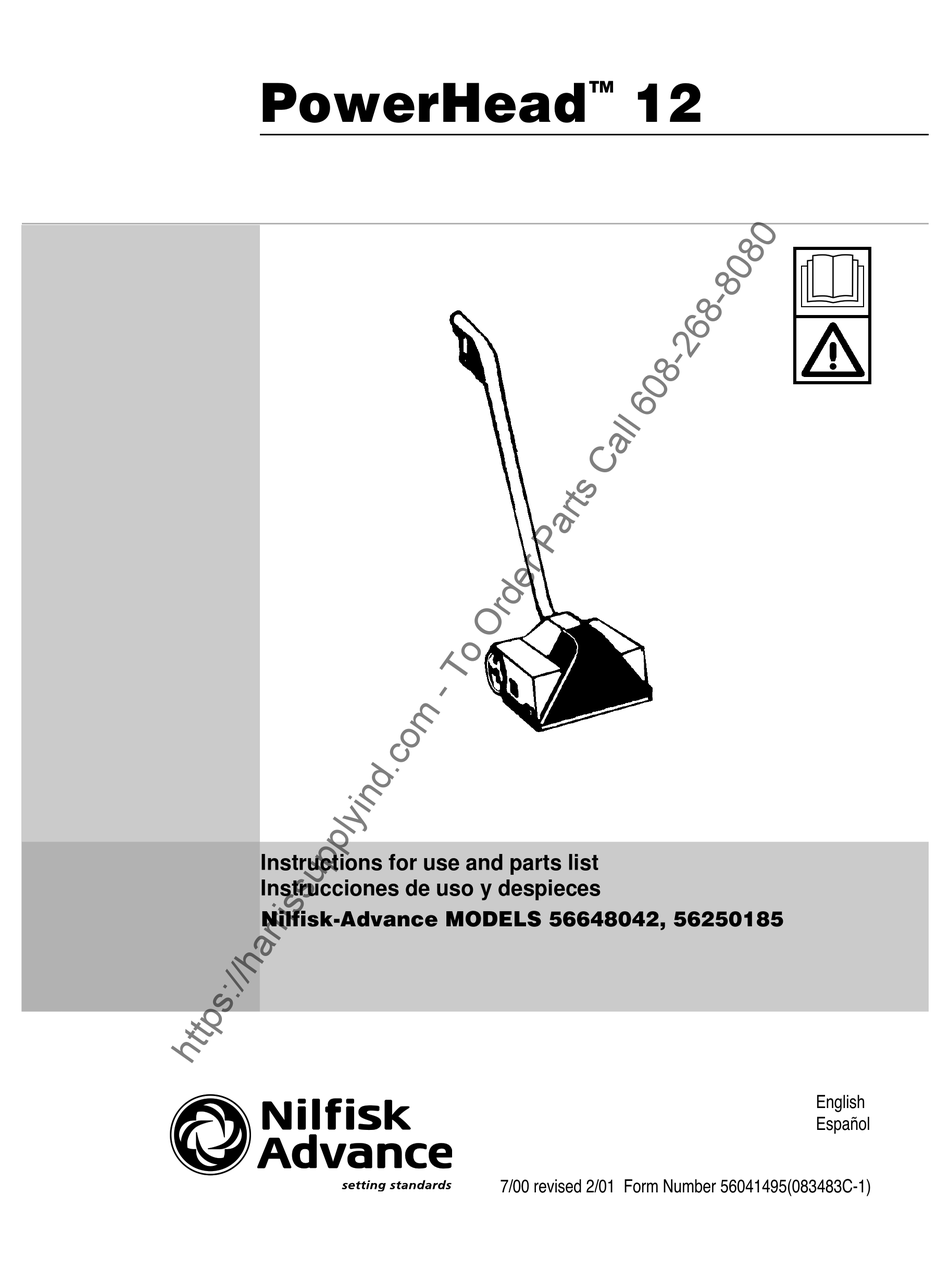 NILFISKADVANCE POWERHEAD 12 INSTRUCTIONS FOR USE AND PARTS LIST Pdf