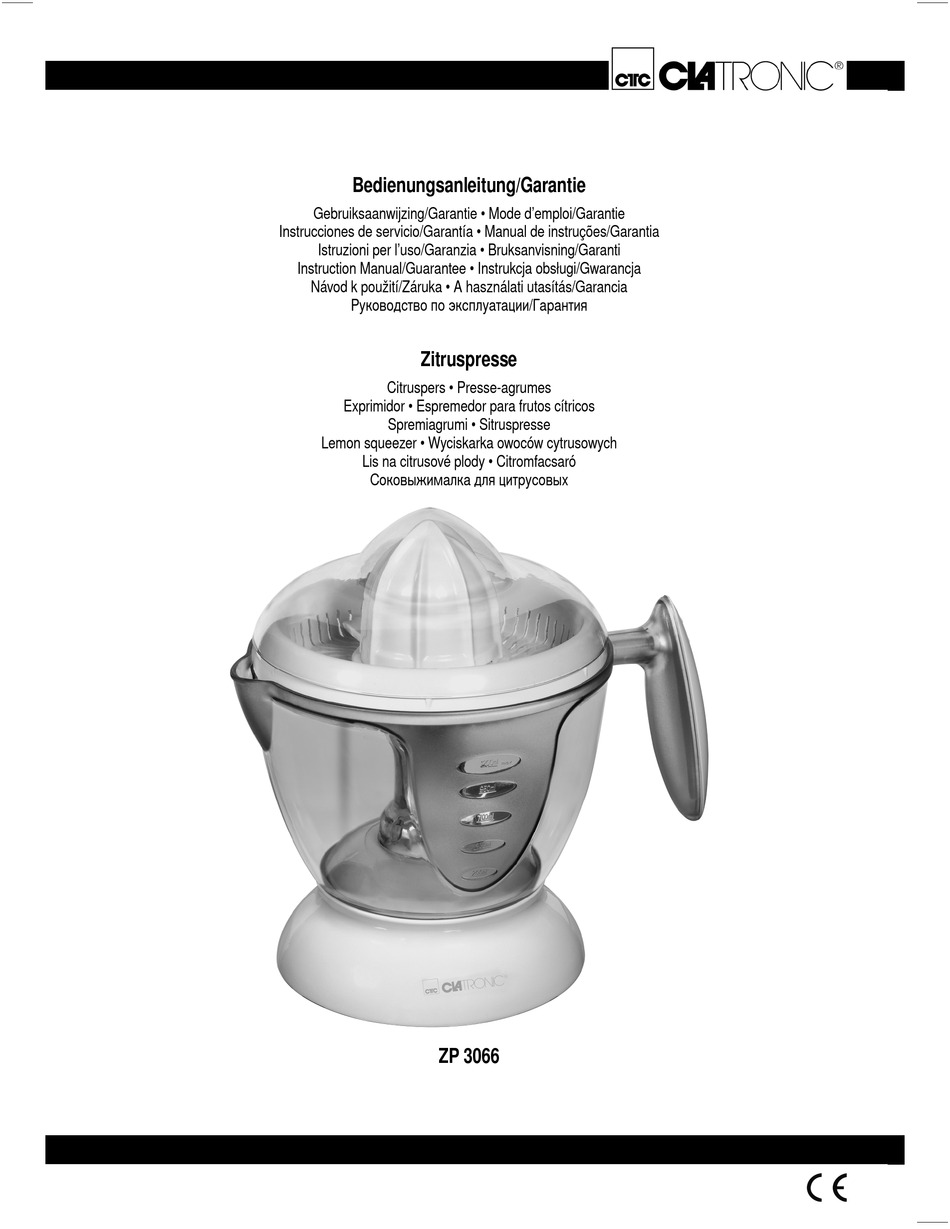 CLATRONIC ZP 3066 INSTRUCTION MANUAL & GUARANTEE Pdf Download | ManualsLib