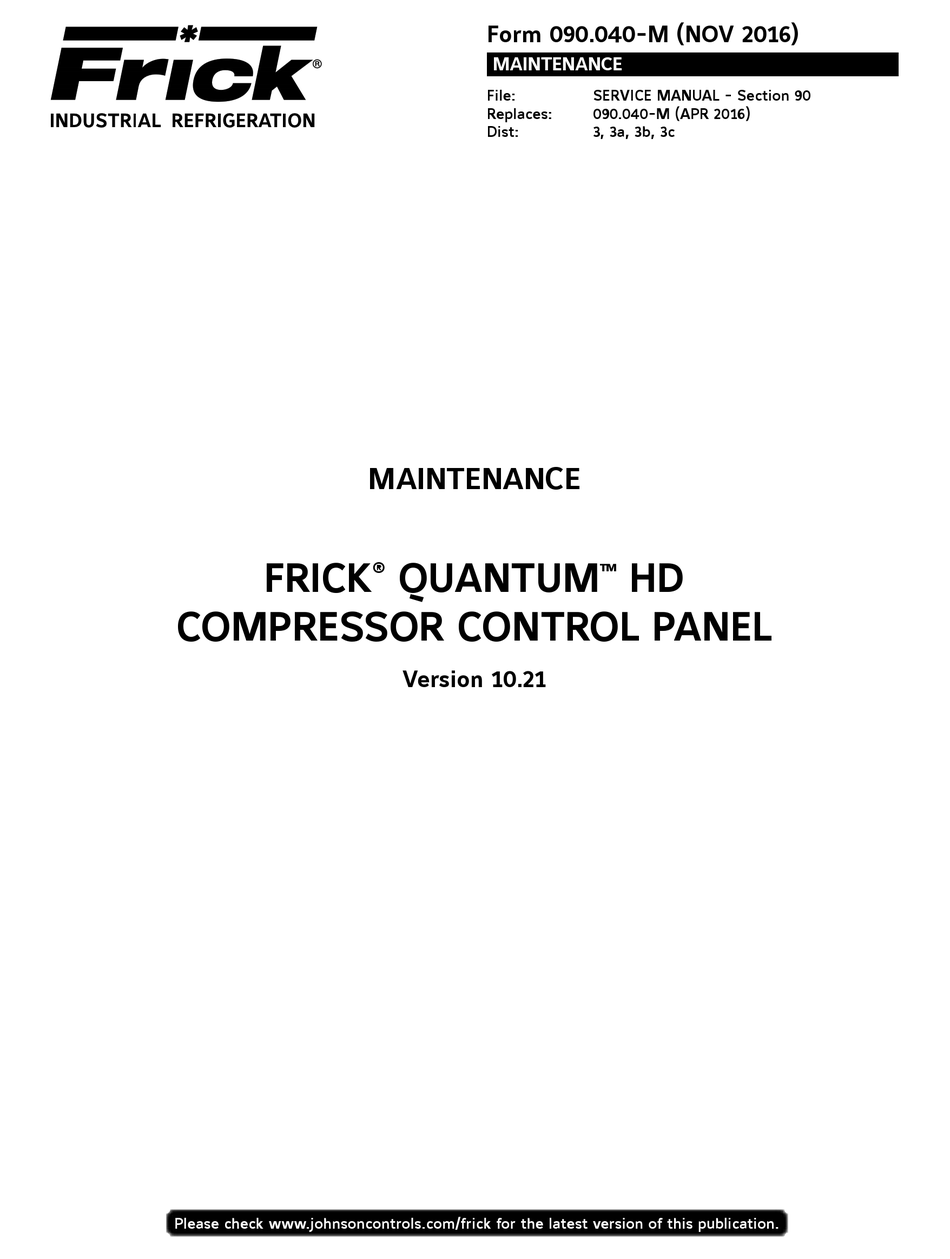 FRICK QUANTUM MAINTENANCE MANUAL Pdf Download ManualsLib