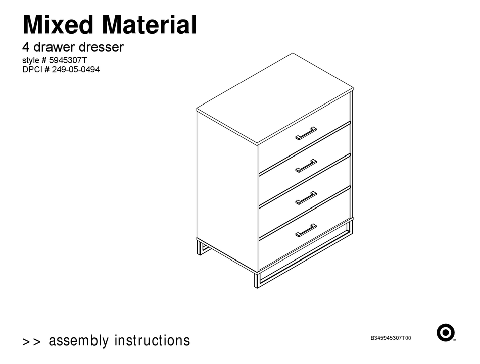 Ameriwood 5945307t Assembly, Room Essentials Modern Gallery 3 Drawer Dresser Instructions