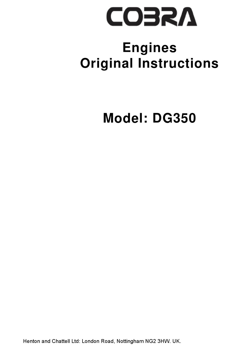 COBRA DG350 ORIGINAL INSTRUCTIONS MANUAL Pdf Download ManualsLib